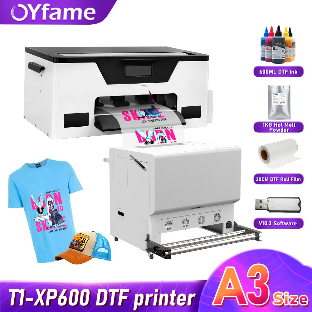 

OYfame impresora dtf A3 For Epson XP600 t shirt DTF Printer Machine Directly transfer Film Machine with dryer shaker machine a3