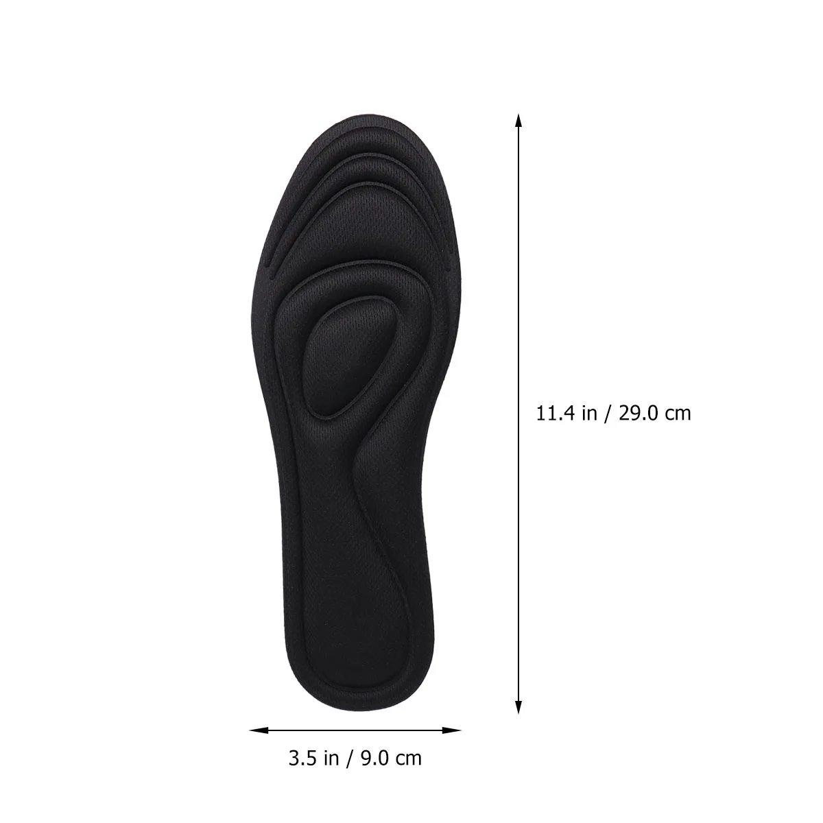 

1Pairs Sponge Massage Insoles Breathable Shock Absorbing Shoe Pads Cuttable Comfortable Insert Pads Unisex Black Size L