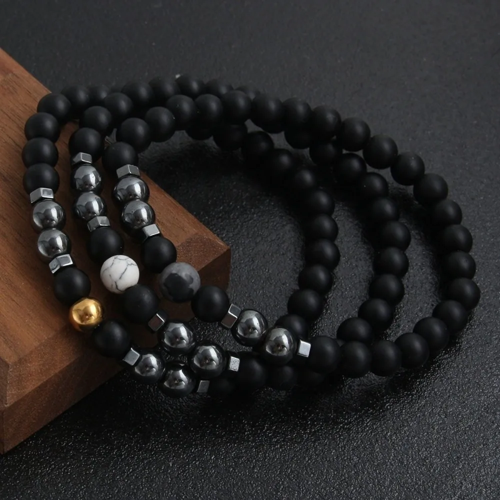 Anti-Swelling Adjustable Anklet Bracelet 4/6mm Beads Magnetic Therapy Black Lava Stone Bracelet Elastic Beaded Bracelet