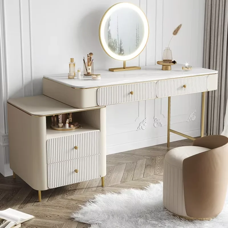 Design Organizer Dressing Table Makeup Mirrors Aesthetic Luxury Dressing Table Led Lights Make Up Tafel Bedroom Furniture