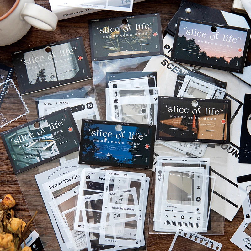 

Journamm 10pcs/pack PET Ins Film Frame Stickers Decor Junk Journal DIY Scrapbooking Collage Stationery Vintage Materials Sticker