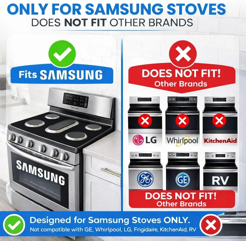 3Pcs Stove Protector for Samsung Gas Range Cooking [24.4in x 16.34in] Gap Cover Hob 5 Burners Liners Guard Easy Wipe Protectors