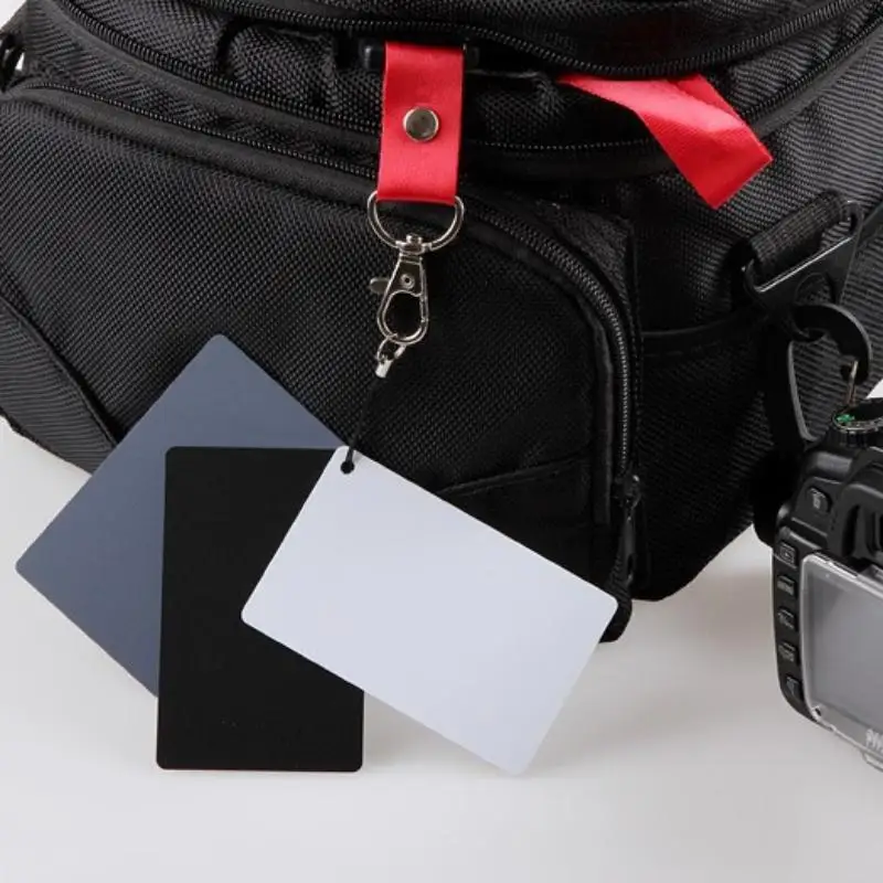 3 In1 Pocket-Size Digital White Black Grey Balance Cards 18% Gray Card With Neck Strap For Digital Photography Exposure Color