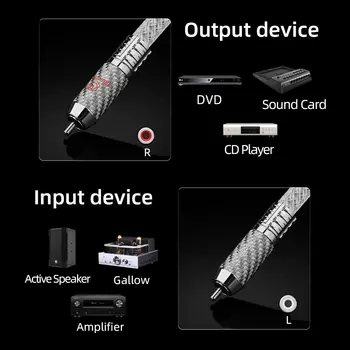 一對純銀RCA音頻線,HiFi音頻互連線,全新純銀芯線,帶鎖定式碳纖維RCA插頭 10 最佳銷售 純銀線纜 - №3