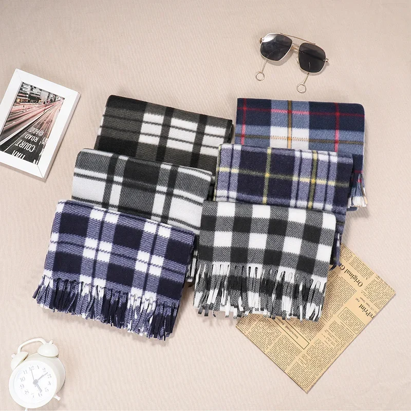 Autumn and Winter Classic Plaid Double-Sided Velvet Gift Scarf Cross-Border Exhibition Night Market Men's Stall Warm Scarf Women's Shawl