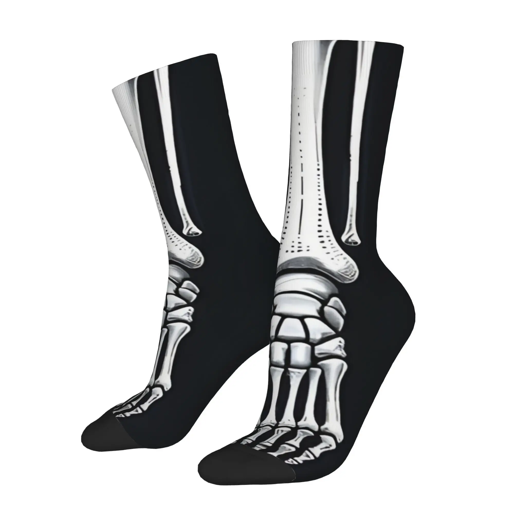 1 Pair Hip Hop Retro Skelton Feet Crazy Men's Compression Socks Unisex Seamless Printed Funny Novelty Happy Printing Sock