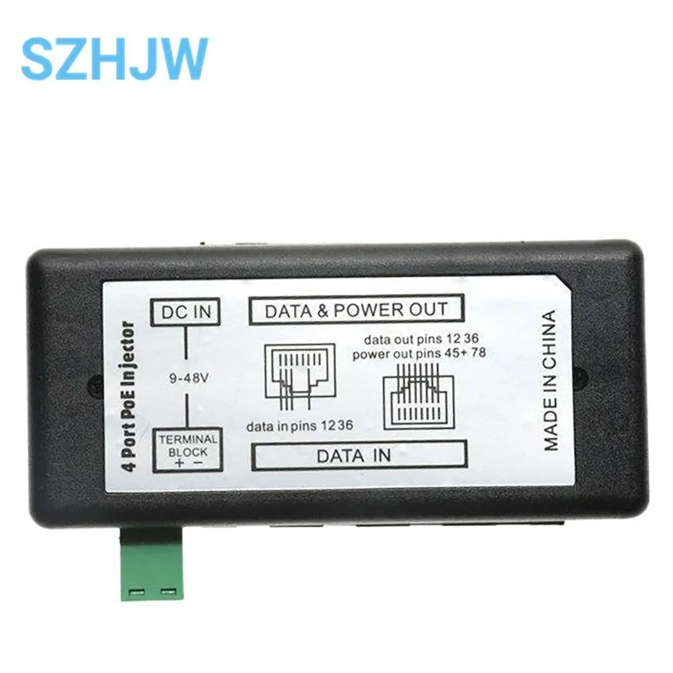 4 LAN-Ports passive Strom versorgung über Ethernet-Modul Injektor DC 9-48V IP-Kamera Netzteil Poe Switch Adapter Poe Box