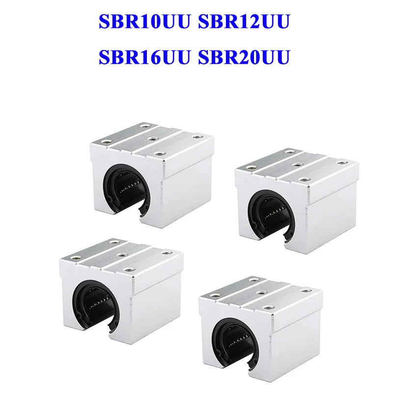 4pcs Sbr10uu Sbr12uu Sbr16uu Sbr20uu 10mm 12mm Sbr10 Sbr12 Linear Bearing Open Block Linear Slider For Sbr Linear Guide Rail