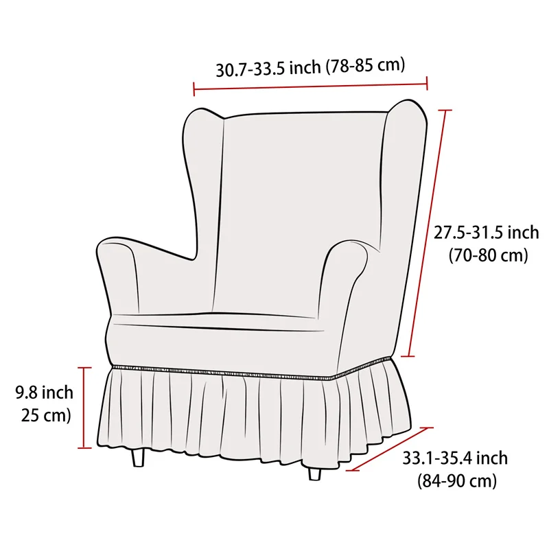 1 pz Soild Color Wing Chair Cover con gonna Stretch Elastic Arm coprisedia coprisedia antiscivolo lavabile Relax copridivano cuscino del sedile