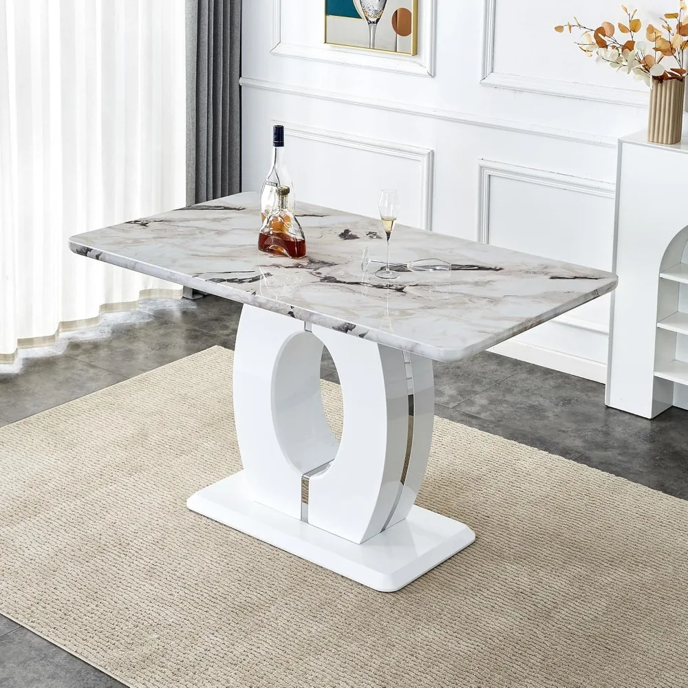 

Counter Height Dining Table Suitable for 6.63-inch White Marble Dining Table, Modern Bar Counter Table with High Gloss MDF Base