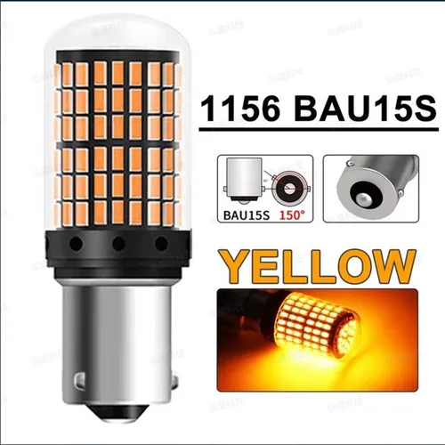 Imagen 2 del producto 2 uds BAU15S 7507 luz de señal de giro PY21W 5009 Canbus bombilla Led sin Error intermitente ámbar 144 lámpara 3014 Chip de alto brillo