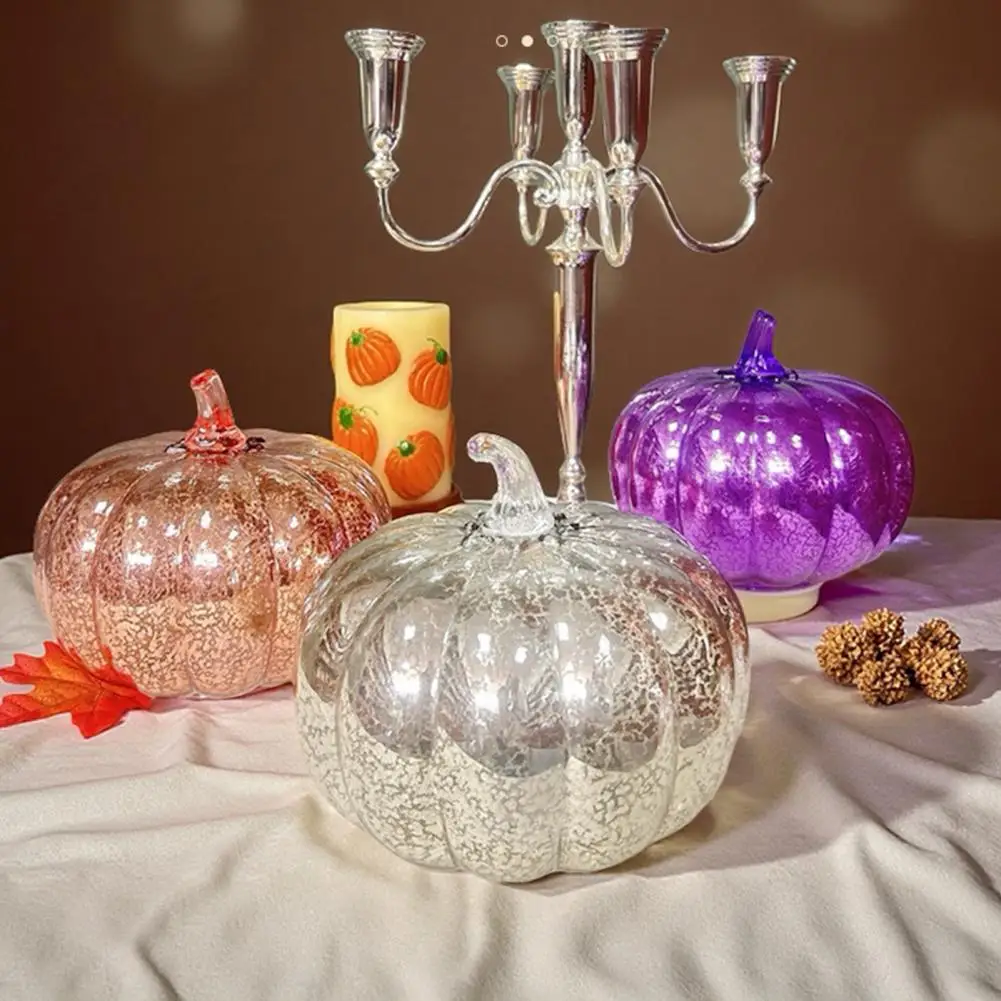 

Seasonal Pumpkin Lanterns Automated Led Glass Pumpkin Lantern with Timer for Halloween Decoration Battery-powered Warm Leds
