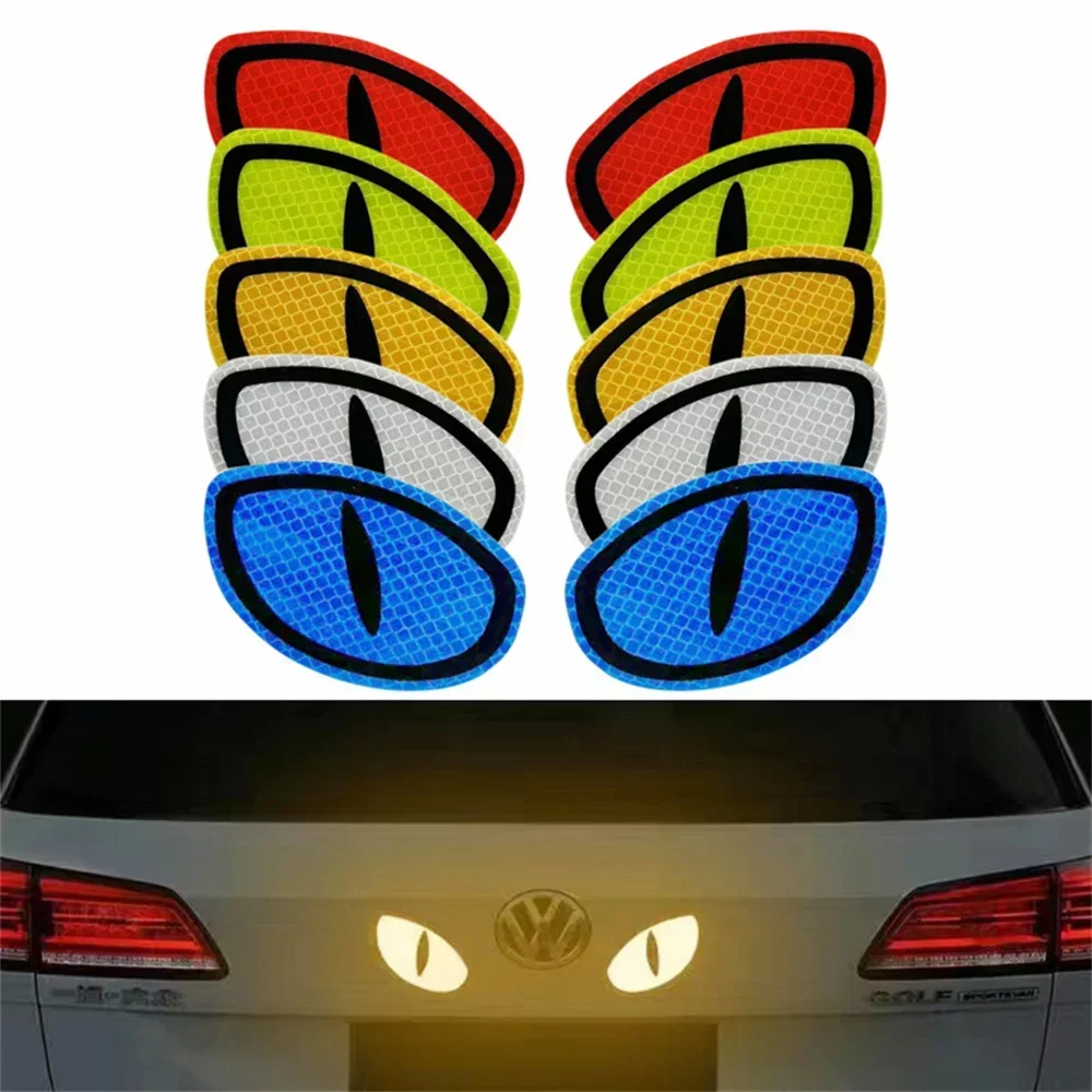 2Pcs Car Reflector Sticker Night Driving Safety Decal for Auto Truck Motorcycle Trailer Cat-eye Reflective Safety Warning Tape