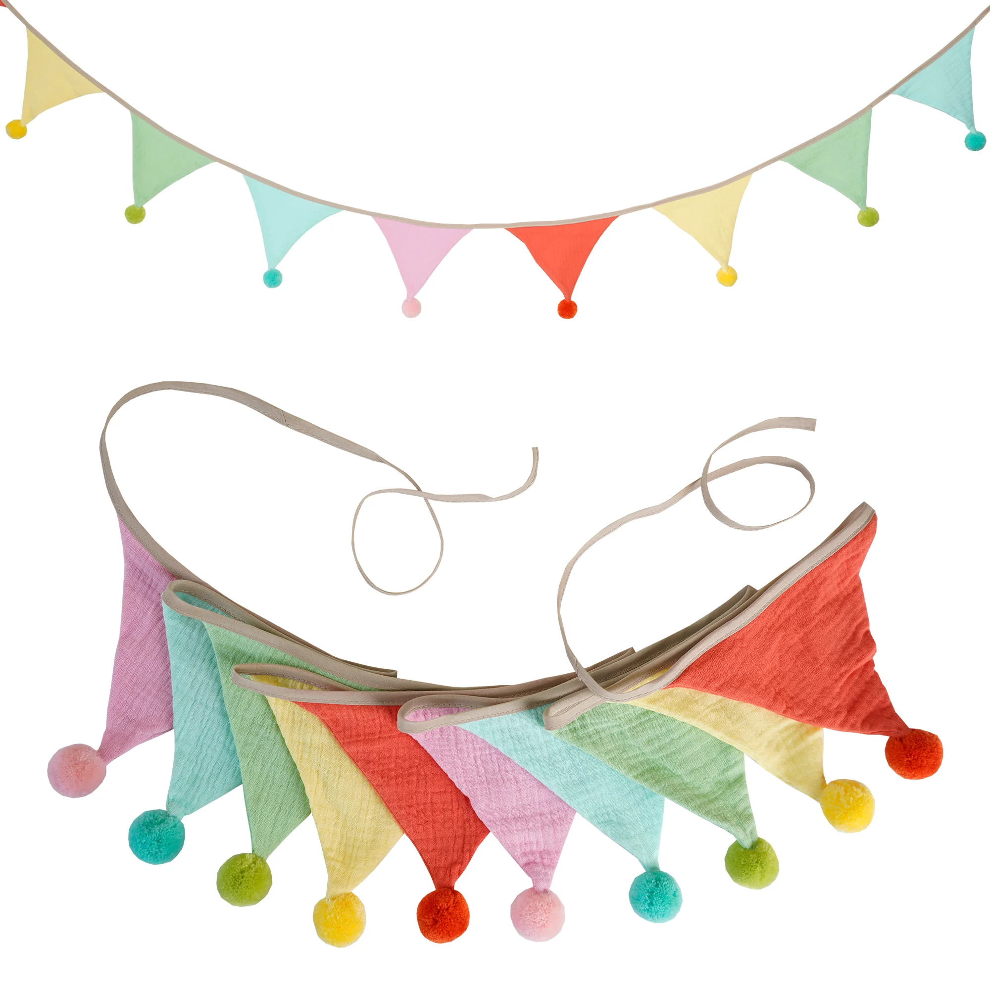 2,6 m/8,5 ft Kindergarten Stoff Bunting 10 Dreieck Wimpel Flaggen mit Kugeln Party Decor Banner Home Baby Dusche Karneval Girlande – Detail 26