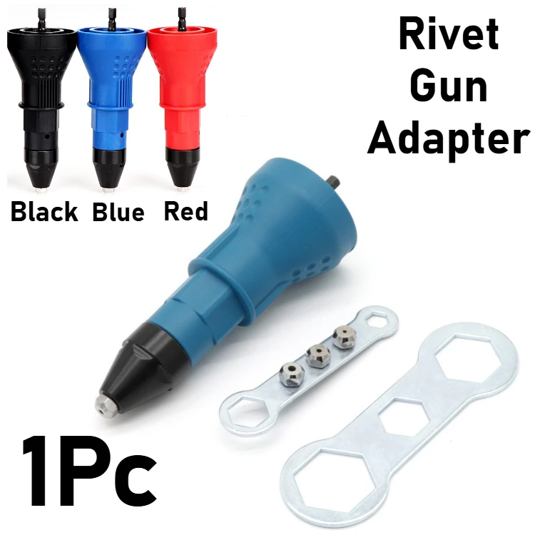 

Electric Rivet Gun Adapter Kit Suitable for 2.4mm-4.8mm Rivets Blue/Black/Red Hand Riveting Tool Power Machine Accessories