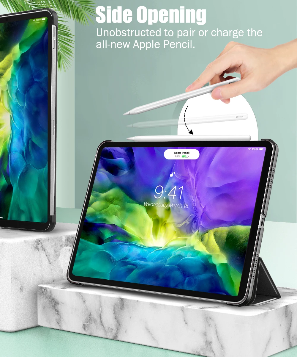 Case For iPad Pro 11 2020 2nd Generation[Support for Apple Pencil Charging] Slim Lightweight Translucent Shell Protective Cover