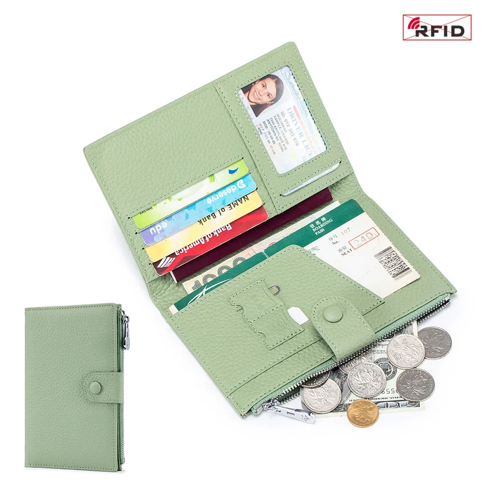 

Leather RFID Ultra-thin Multi-functional Passport Document Bag Women's New Ticket Holder Passport Document Wallets Storage Bag