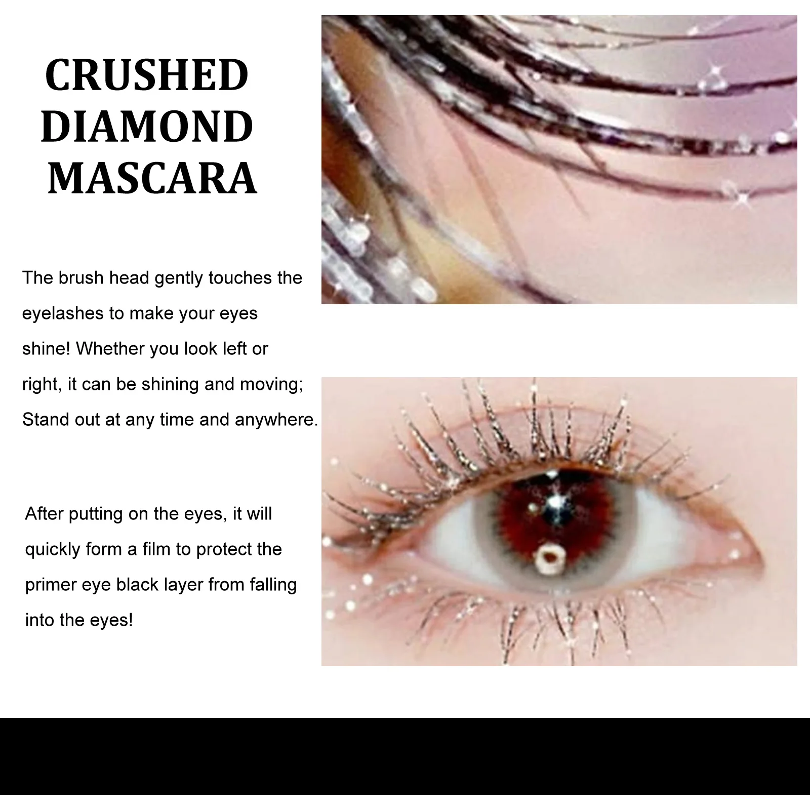 Sparkling Micro-Glitter Mascara, Shaping Primer, Quick-Dry Film-Forming, Sparkling Teary Eyes, Smudge-Proof Mascara