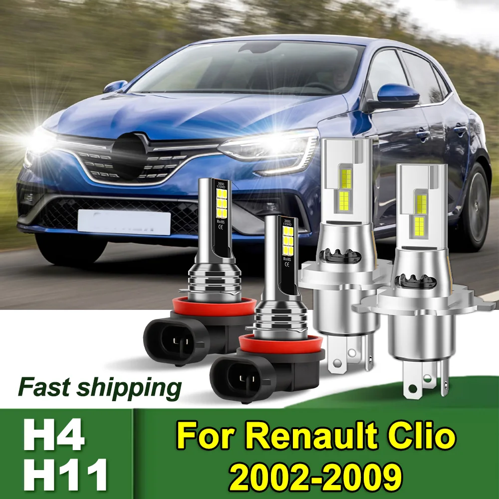 

Для Renault Clio 2002 2003 2004-2009 H4 H11 Комбинированные светодиодные фары дальнего/ближнего света Противотуманные фары 3570 CSP Чипы Лампочки DC12-24V