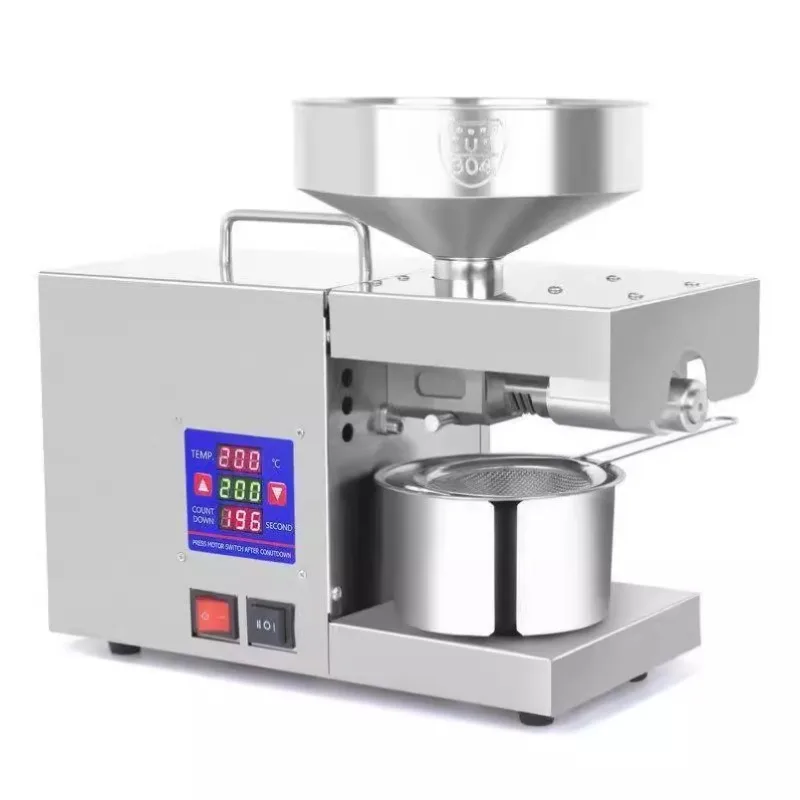 Household small oil press Household oil press Small stainless steel Electric household fried peanut oil machine Sesame rape