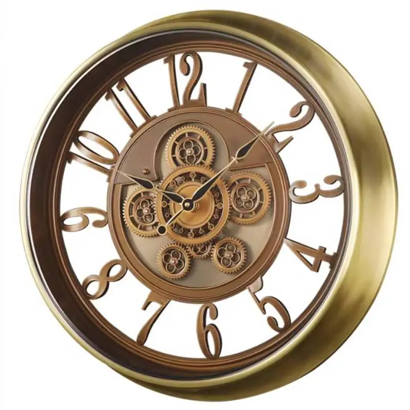 xx-Wooden Design Wall Clock Gears Fashion Unique Modern Office Art Wall Clock Cozy Desk Silent Relogio De Parede Room Decor^
