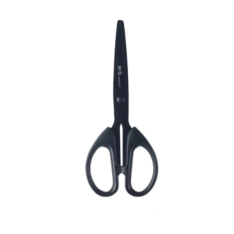 M&G Stationery 180mm Abrasion Resistant Black Blade Scissors Stainless Steel Blades Not Easy to Stick