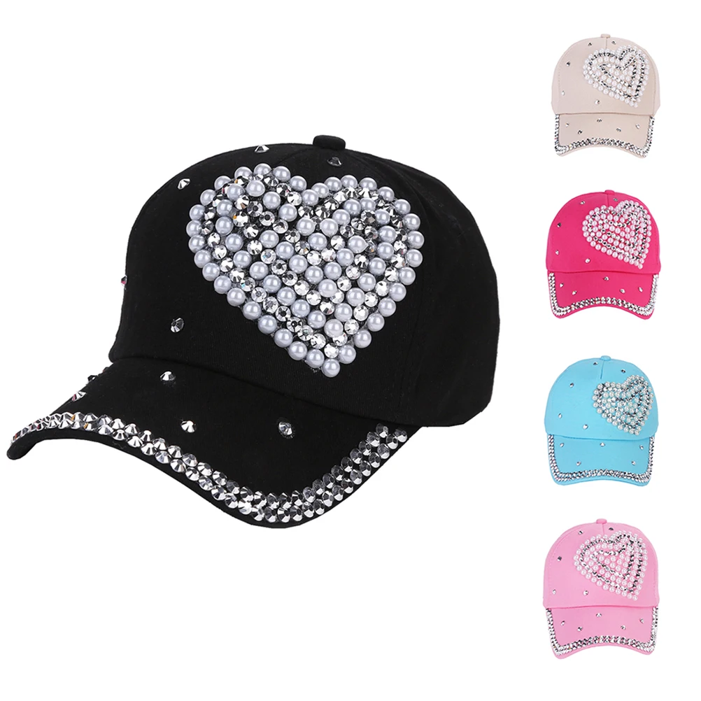 

Rhinestone Diamond Sunscreen Hat Adjustable Cotton Baseball Cap Hats s Solid Fashion Sports Spring Summer Casual Outdoor