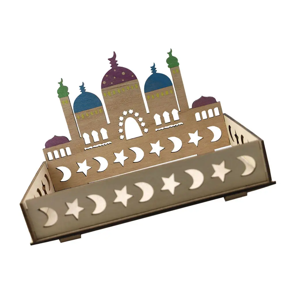Eid Themed Wooden Dessert Serving Tray Premium Natural Wood Snacks Tray for Ramadan Festival Parties Homes Hotels Cheese