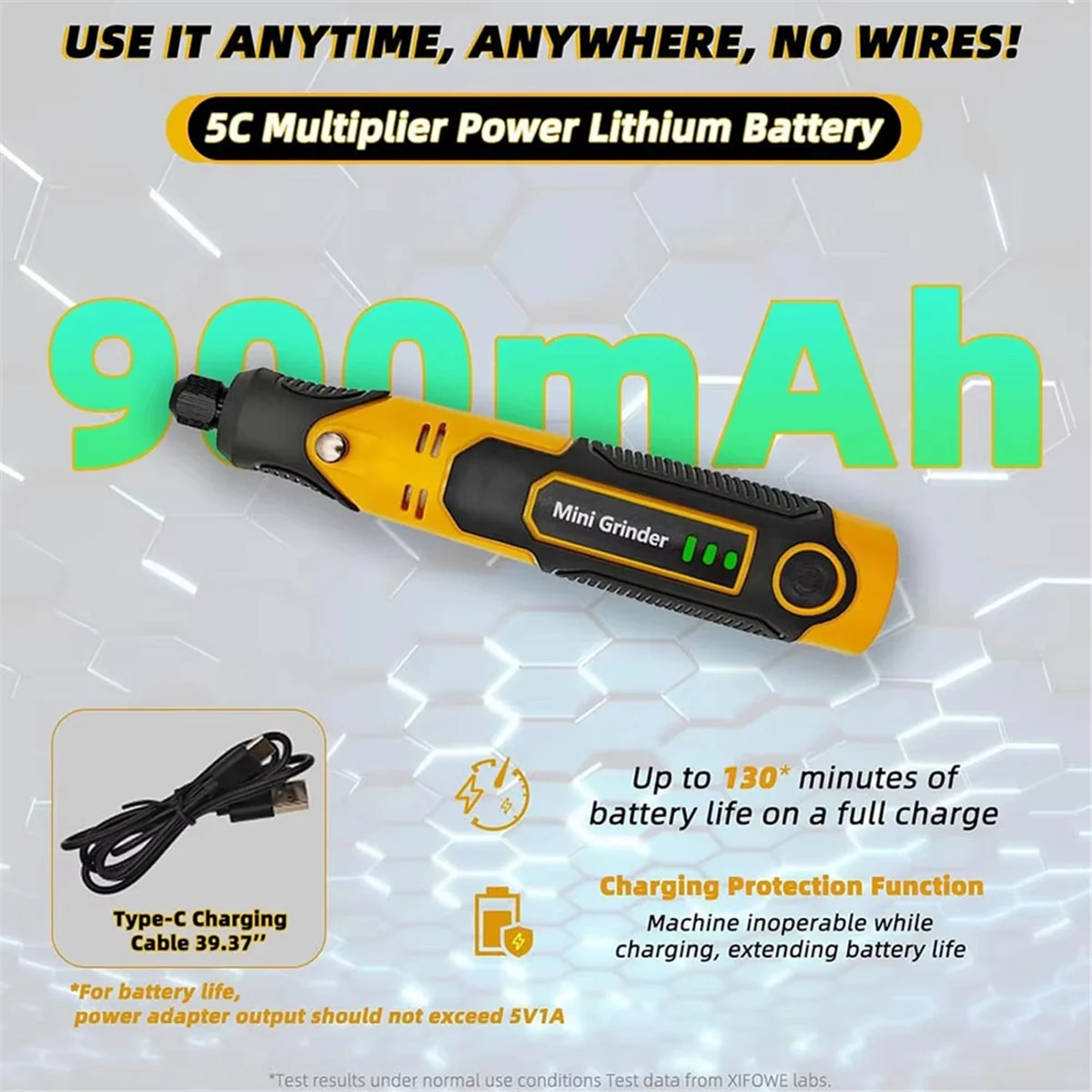 A83Z Cordless Mini Grinder Kit 3D Printed Resin Cured Engraving Pen ,Electric Rotary Sander for Drilling,Sanding,Polishing