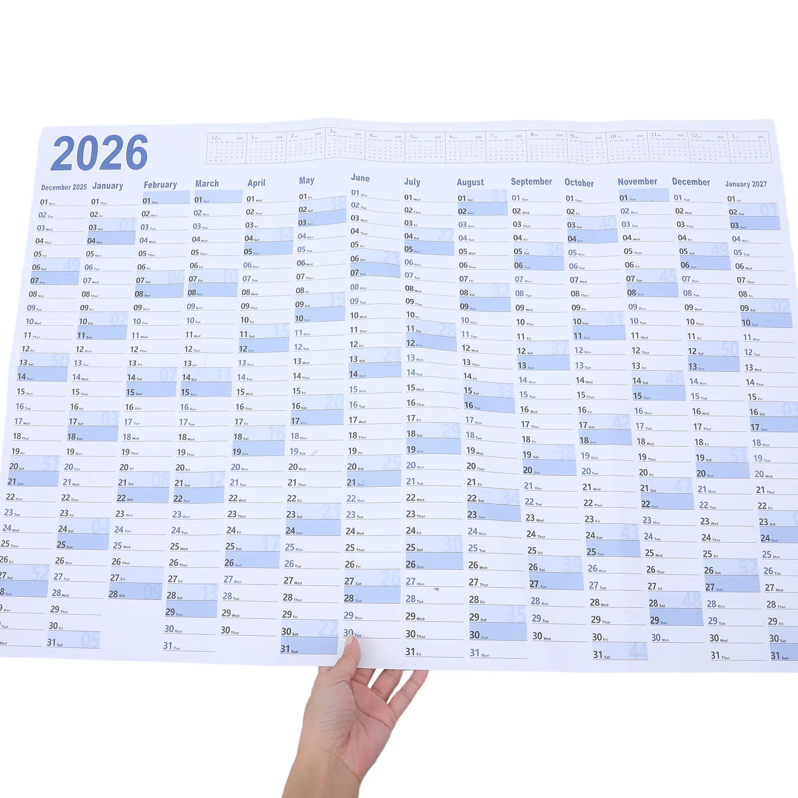 

2Sets 2026 Year Wall Calendar Large Minimalist Writable English Planner Annual Monthly Organizer Office Classroom Home