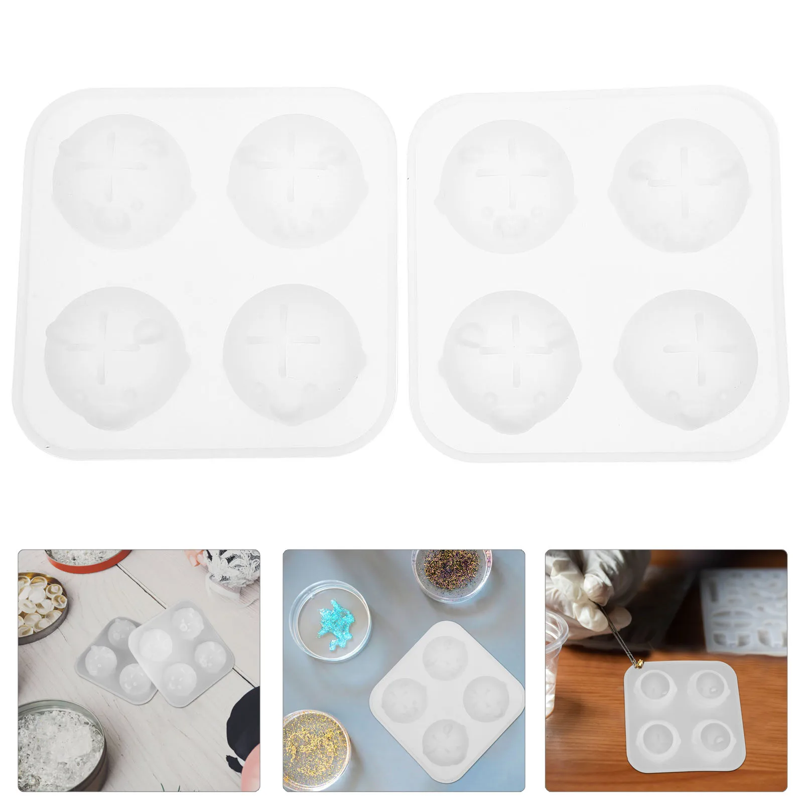 

2 Pcs Crystal Epoxy Mold Animal Silicone Molds for Craft Accessories White Keychain Resin