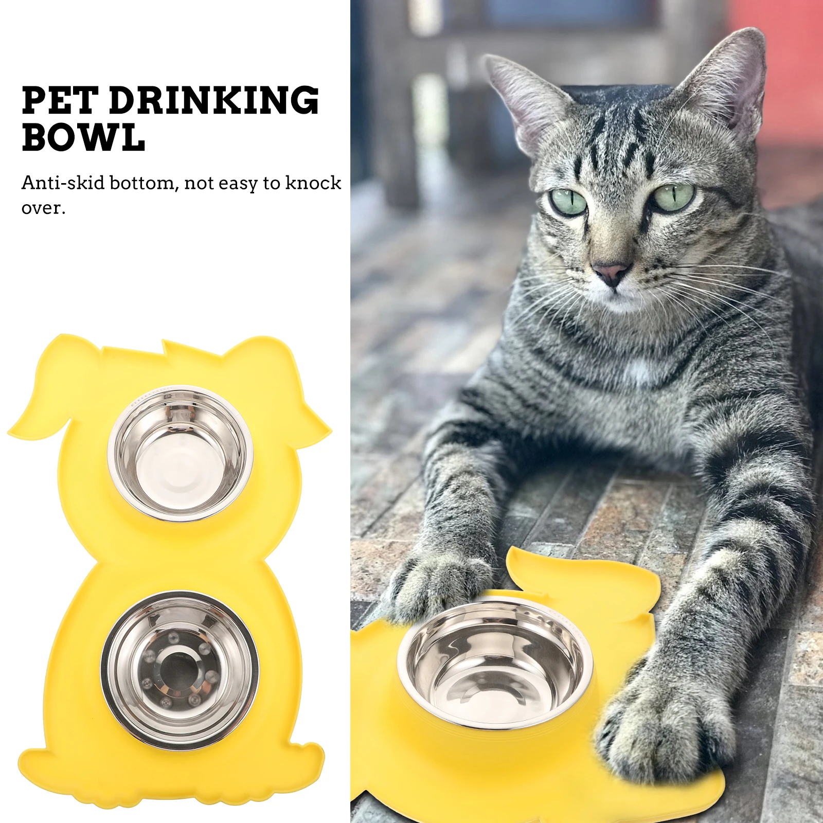 

Pet Dog Bowl Cat Feeding Plate Stainless Steel Anti Skid Bottom Easy Clean Detachable Design Premium Water Feeder Feeding