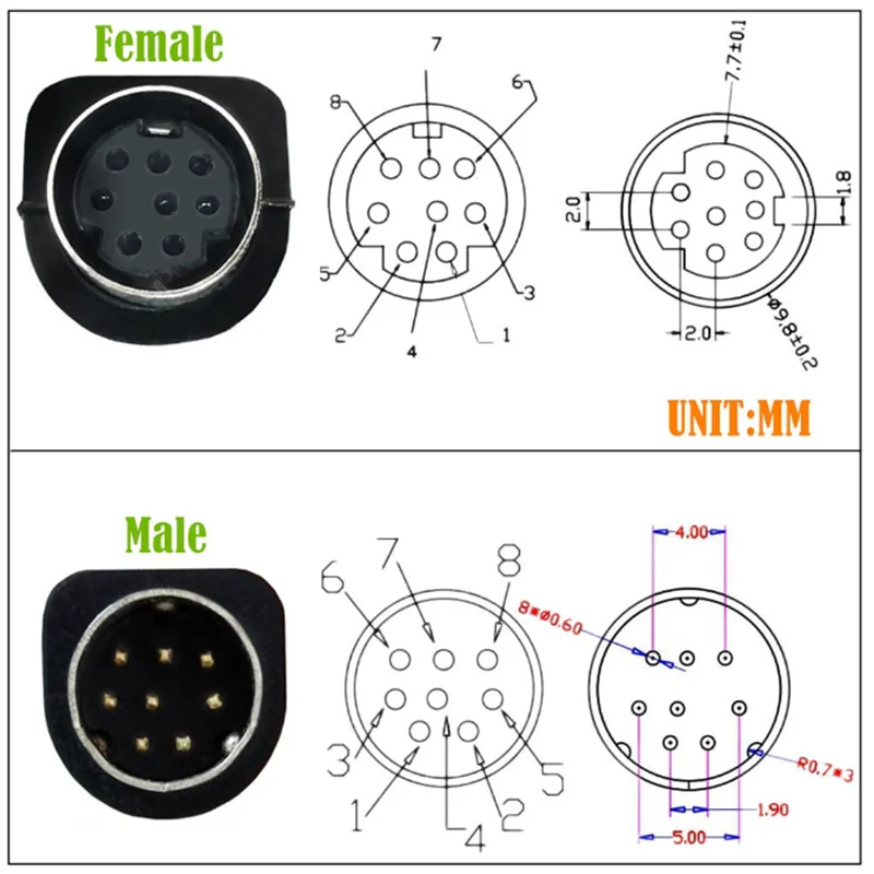 S-video set-top box cable Mini DIN 8pin Male to Male，Male to Female Cable ,Premium Copper，For JVC Subwoofer