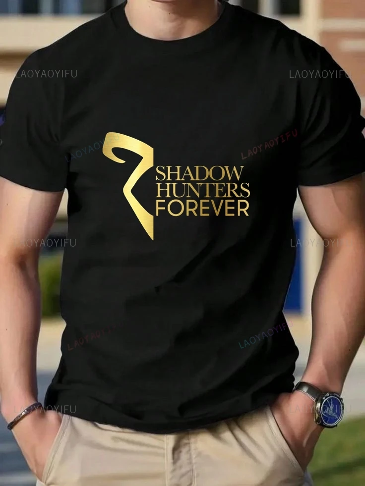 

Classic Poster-style Printed T-shirt for The TV Series "Shadowhunters", Made of Cotton and Suitable for Both Men and Women