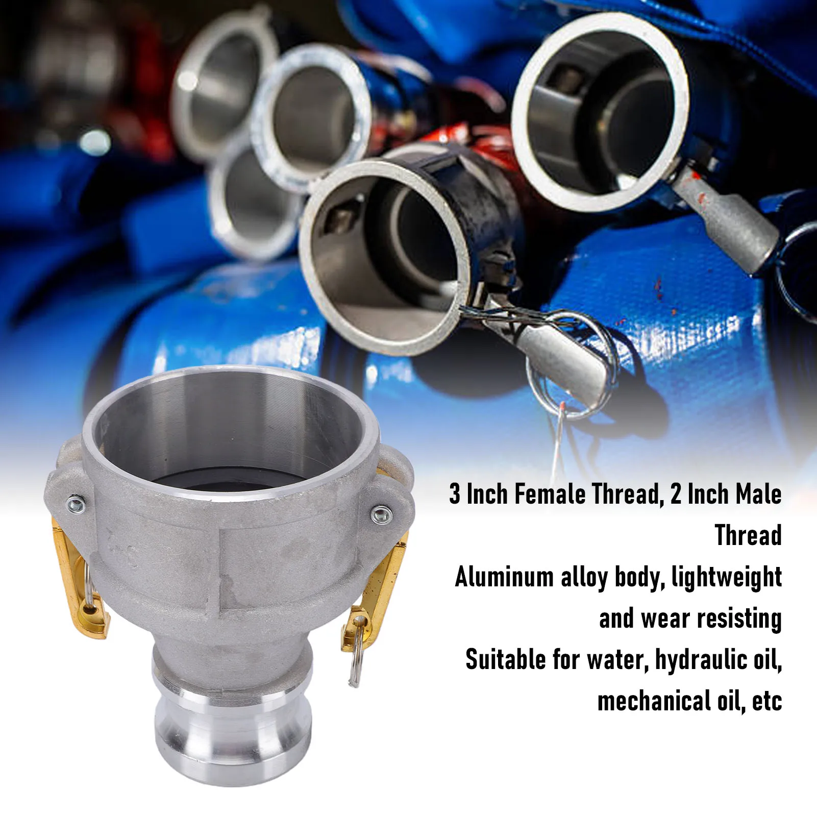 Aluminum Type  Hose Fitting Cam and  Coupling Reducer 3 Inch Female and 2 Inch Male Thread Male Female Cam Coupler