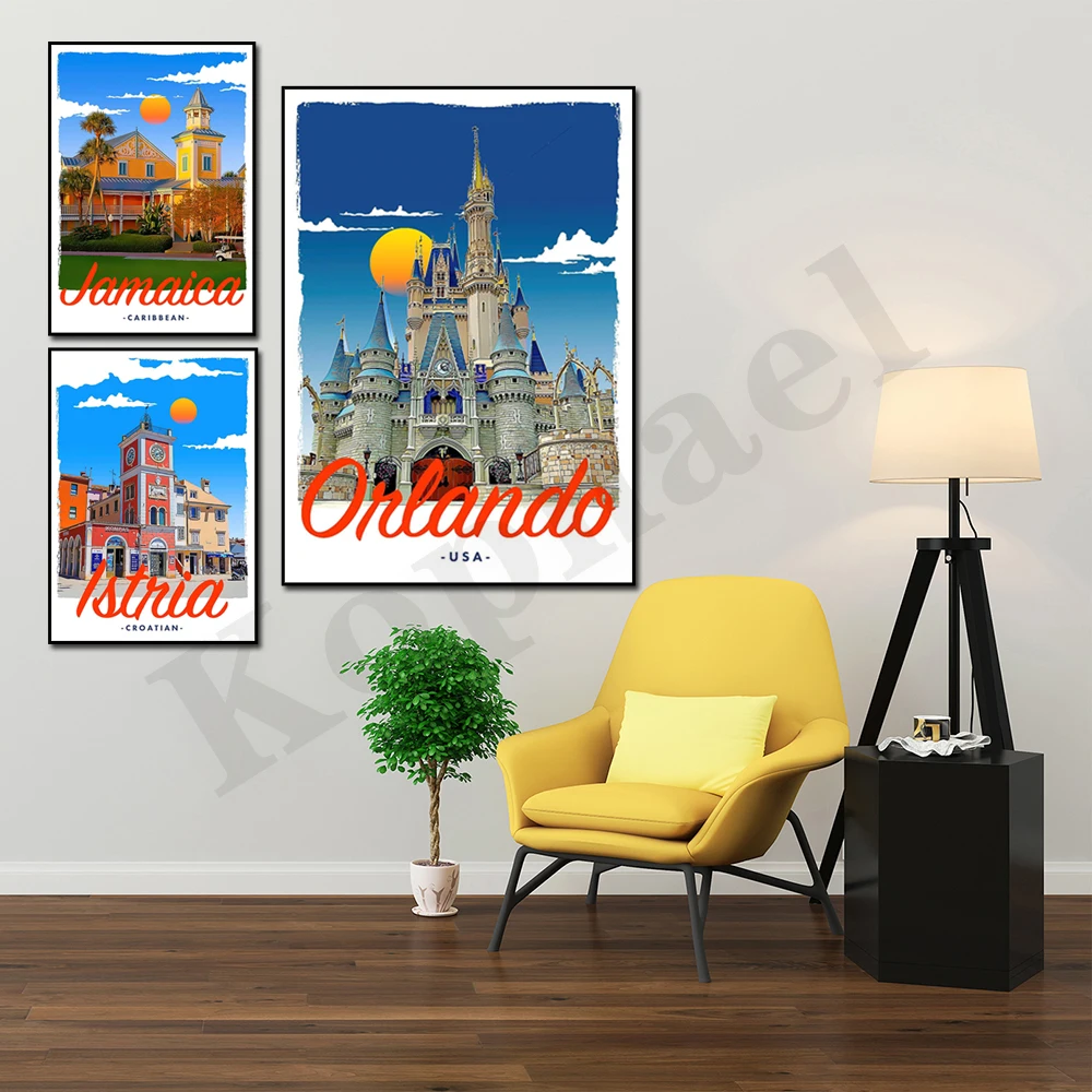 إيبيزا ناكسوس كاريبي أبوليا أنطاليا استريلا أورلاندو بينيكاسيم. مشهد السفر في المدينة. ديكور المنزل قماش اللوحة