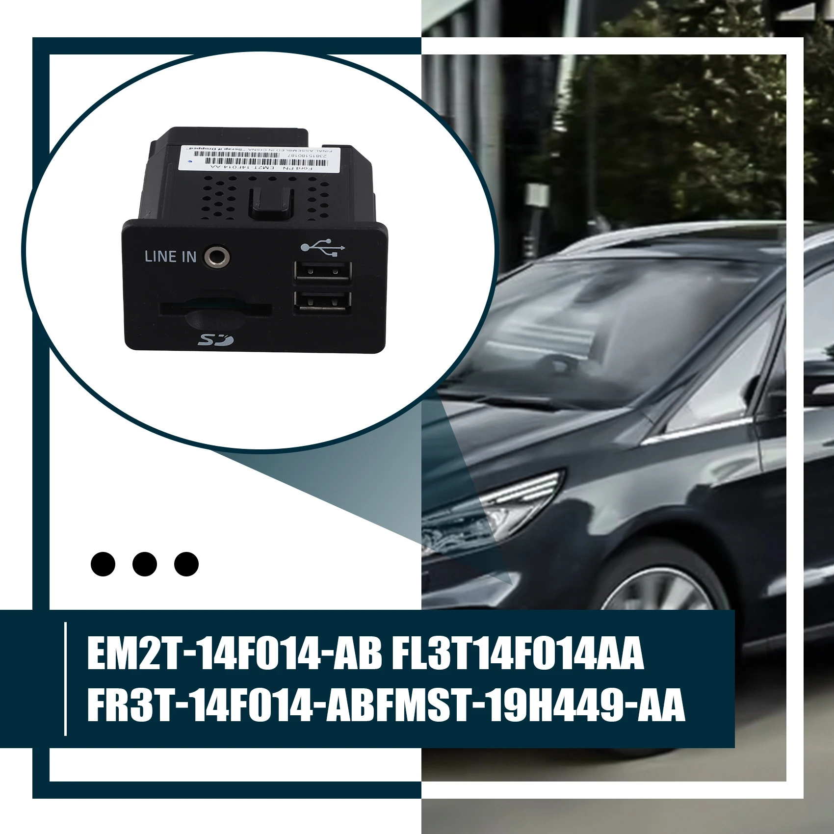 Car USB Connector Aux & SD Card Port for Ford S-MAX 2016 EM2T-14F014-AB