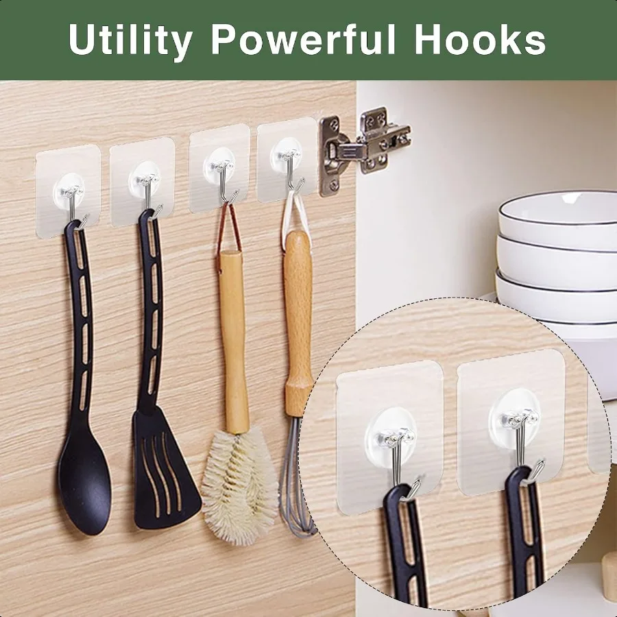 Adhesive Hooks for Hanging 58 Packs Hook Heavy Duty Self Adhesive Wall Hooks 20 lbs 9 kg Max Removable Waterproof Hook for Bedr