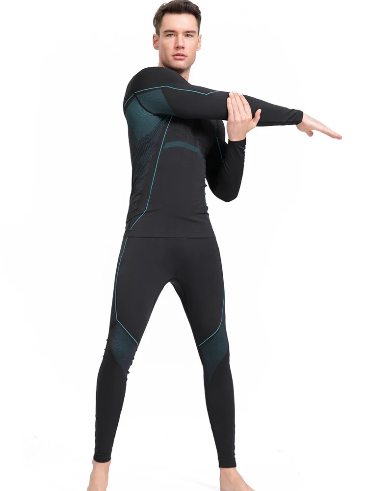Men GYM Compression Suit Fitness Running Hiking Skiing Tight Set Exercise Sport Basketball Football Pant + Long Shirt Clothing 3