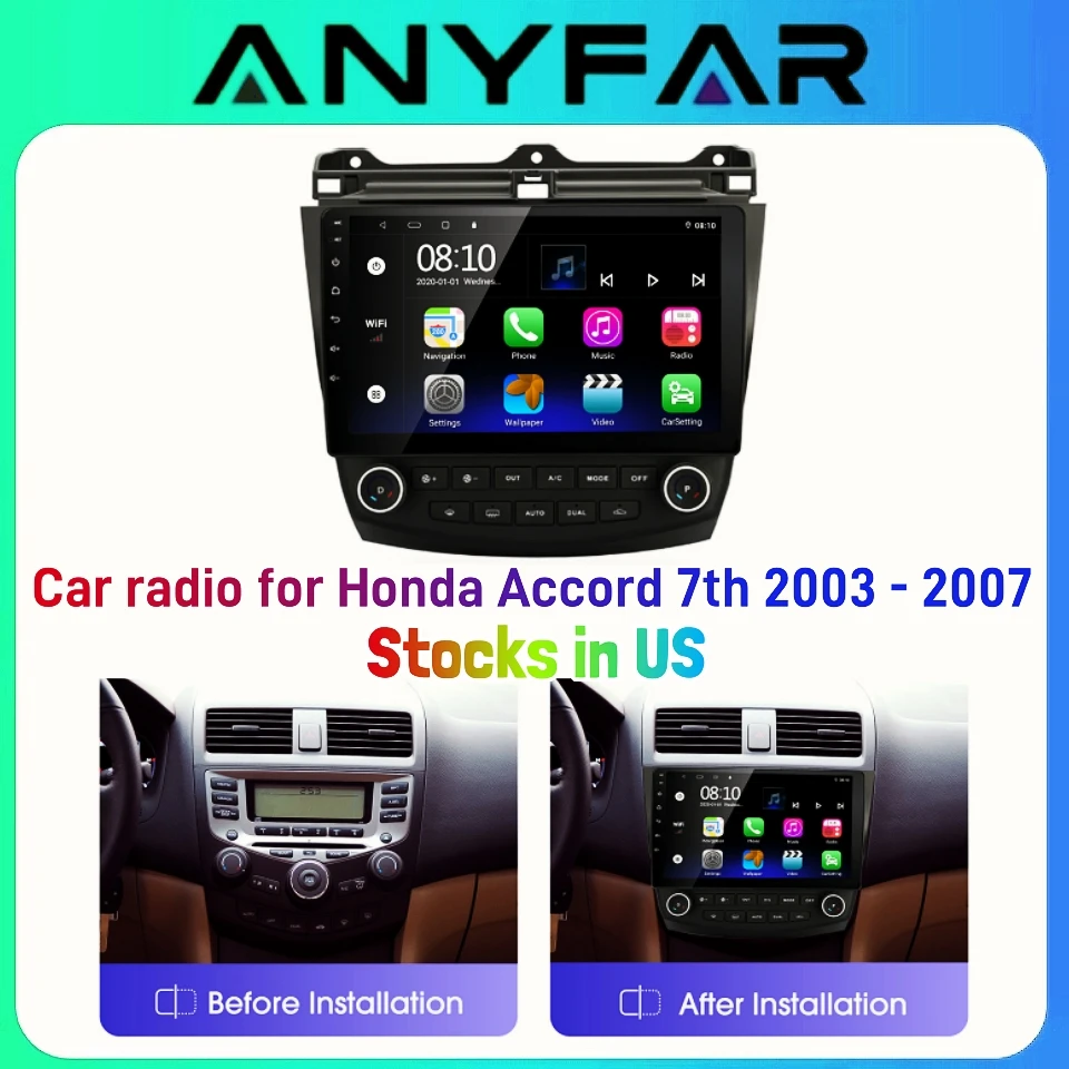 

ANYFAR Android 10 Car Radio For Honda ACCORD 7 2003 2004 2005 2006 2007 Multimedia Player Navigation GPS Carplay Autoradio 2din