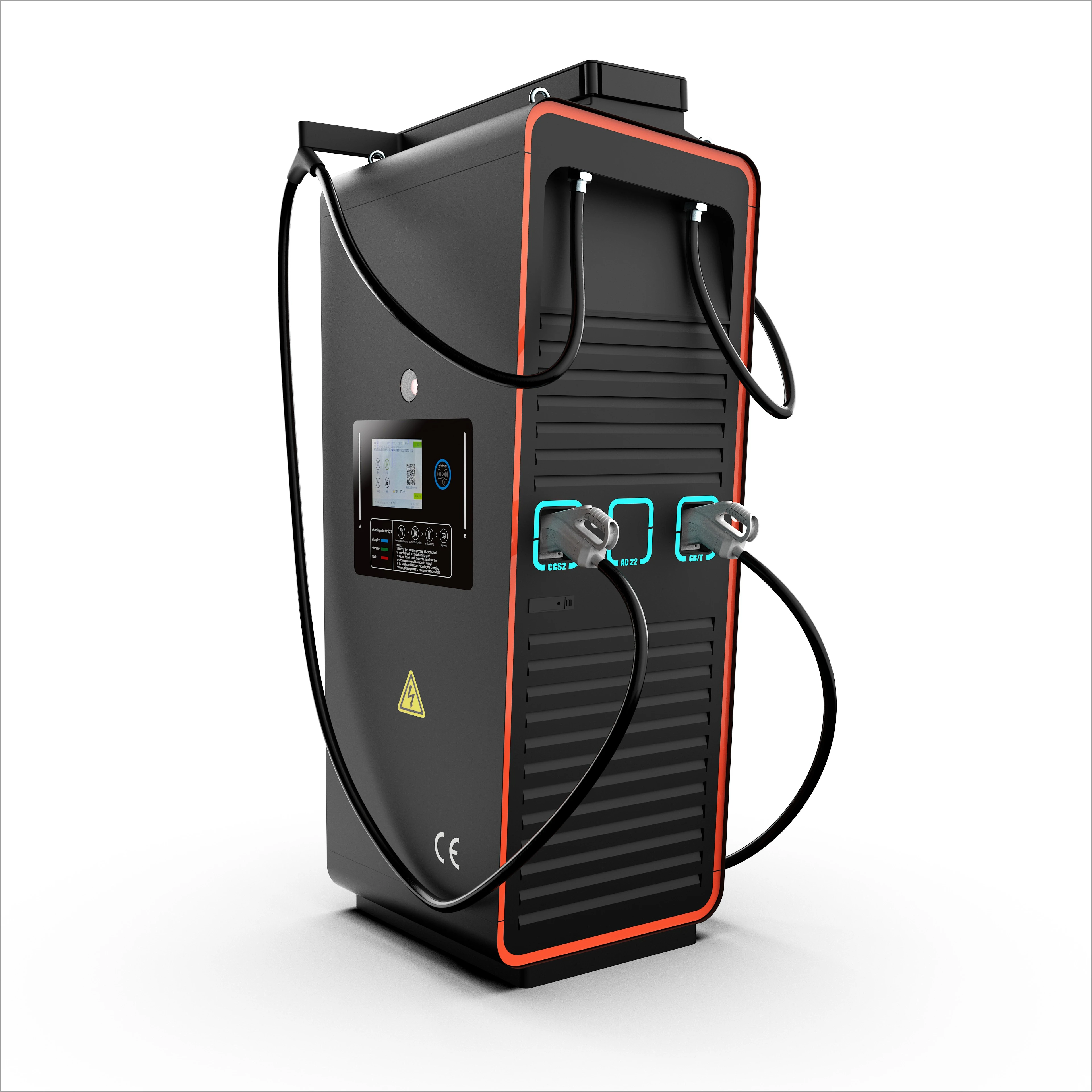 80kW DC Fast Commercial Electric Vehicle Charging Station with 7 Inch Display Smart App Control New