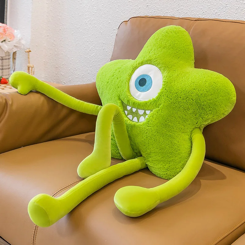 Creative Funny One-eyed Monster Expression Green Star Cute Long Legs Plush Cushion Pillow Toy Doll Gift