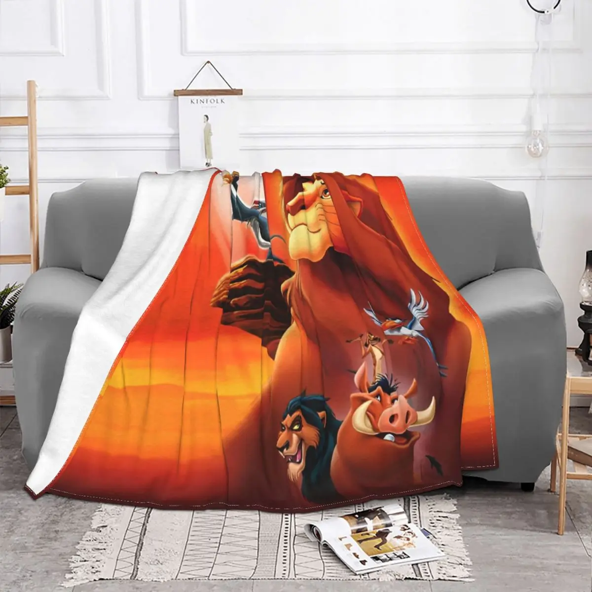 Lion King Simba Cartoon Knitted Blanket Fleece Mufasa Dad Father Soft Throw Blanket for Outdoor Travel Bedspread