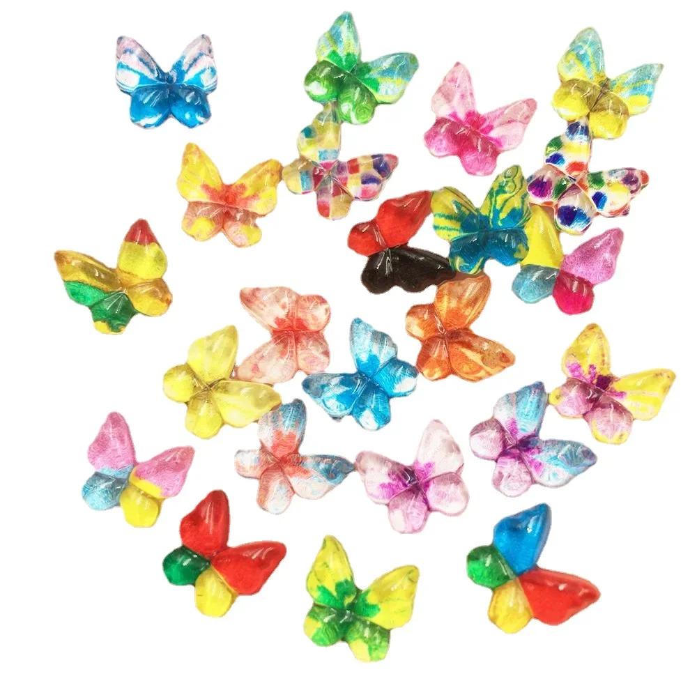 Resin Glitter Colorful 10mm Kawaii Mini Butterfly Flatback Rhinestone Figurines Nail Art Earrings Accessorie DIY Scrapbook Craft