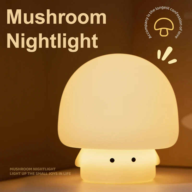 Cute LED Silicone Rechargeable Night Light Touch Sensor Dimming Lamp Timing Cartoon Bedside Decor Stuff Gift for Baby Children