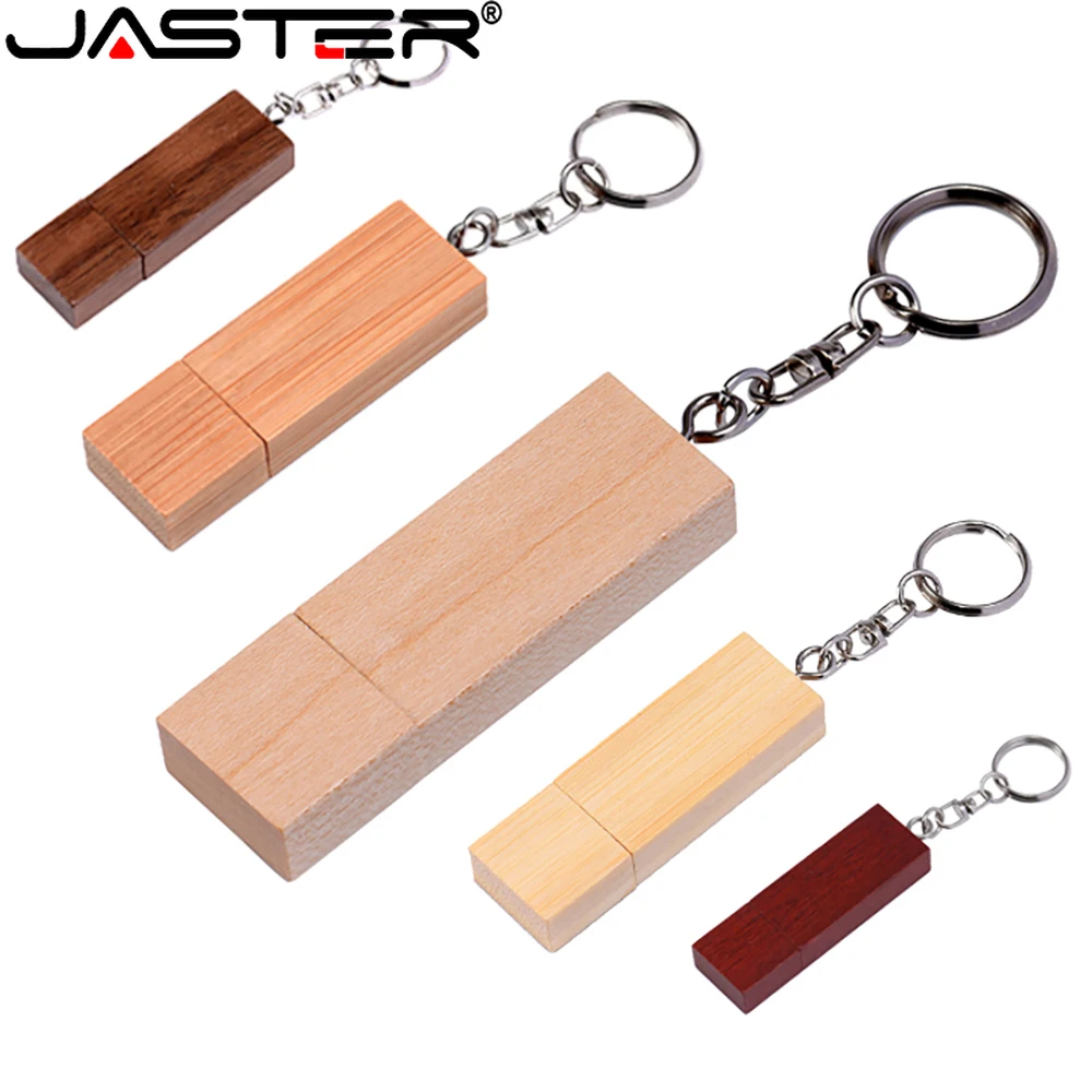 Wooden USB Flash Drive 128GB Multiple Styles Pen Drive 64GB with Keychain High-capacity Speed Business Gift USB Stick 32GB 16GB