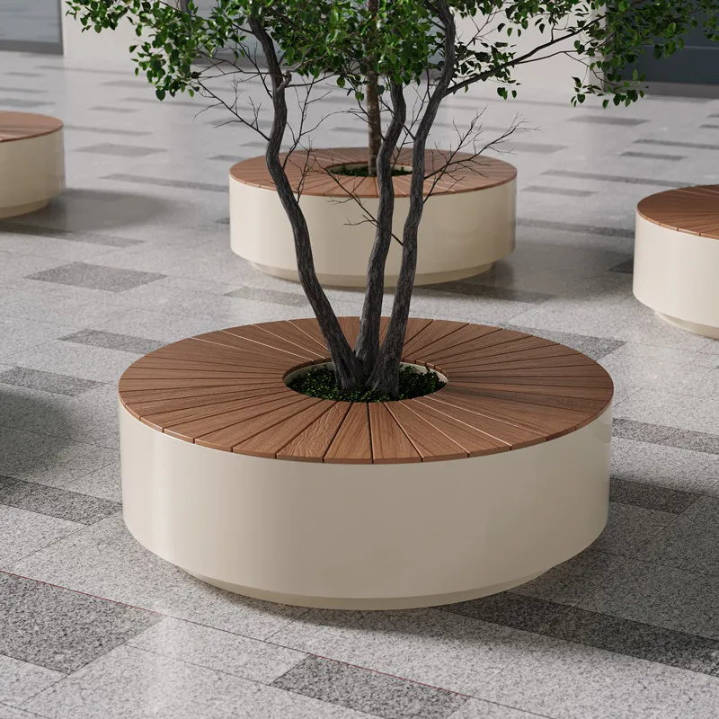 Outdoor round flower box seat stool combination night market square mall courtyard leisure terrace balcony seat flower bed