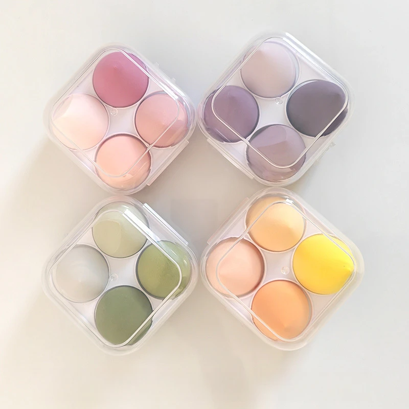 Conjunto de esponja de maquiagem macia de 4/8 peças - Beauty Egg & Powder Puff para base, mistura cosmética e maquiagem diária