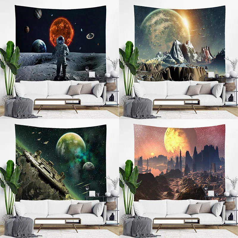 Planet Astronauts Wall Tapestry Starry Sky Dream Tapestry Aesthetic 150x200 Cm Sofa Bed Bedroom Wall Hanging Room Home Decor