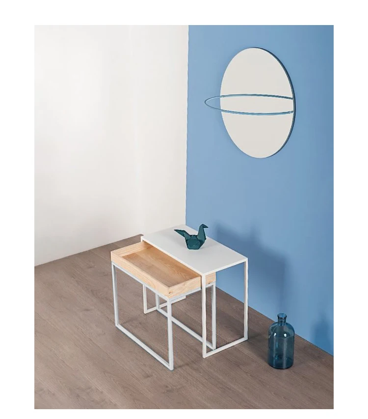 Nordic Small Apartment Wrought Iron Balcony Corner Table ,Household Creative Simple Drawer Coffee Table Matching Sofa Side Table